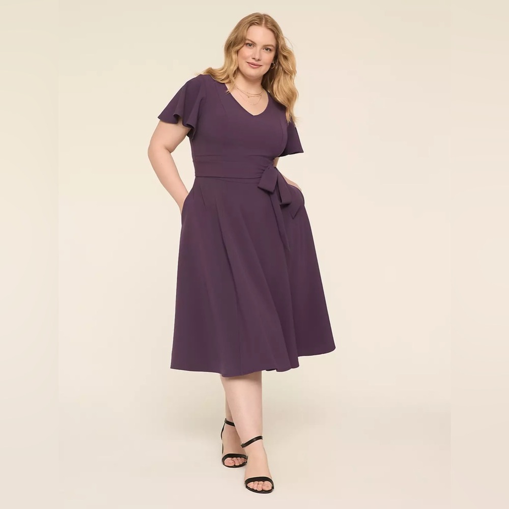 Lane Bryant Purple Flutter Sleeve Dress